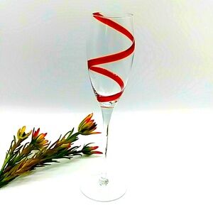 Pier 1 Swirline Red Ribbon Champagne Flute